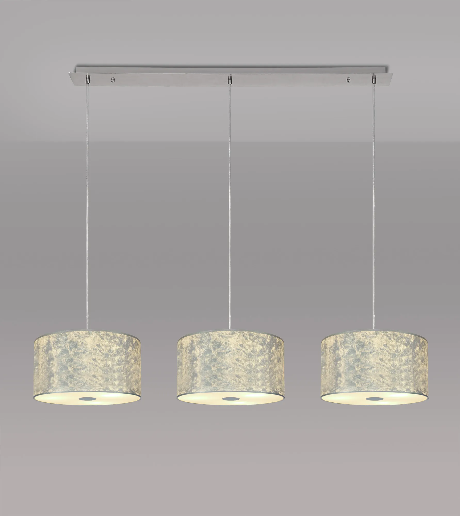 Baymont 30cm Shade 2m 3 Light Pendant Polished Chrome, Silver Leaf, Frosted Diffuser DK0805  Deco Baymont CH SL